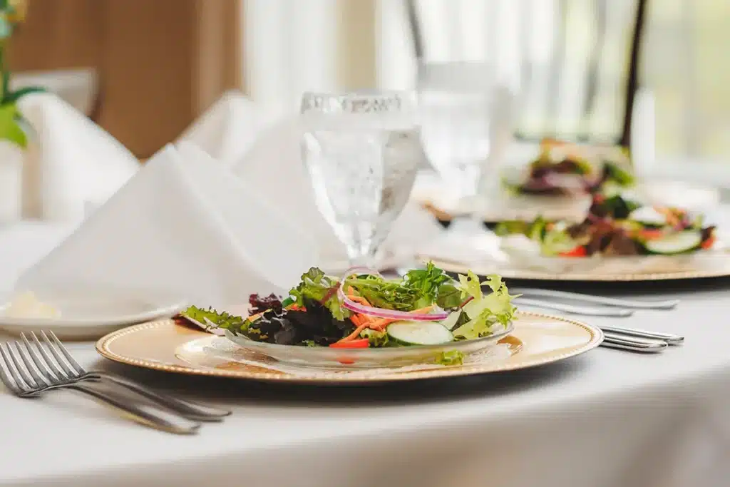 Dining plate with a salad